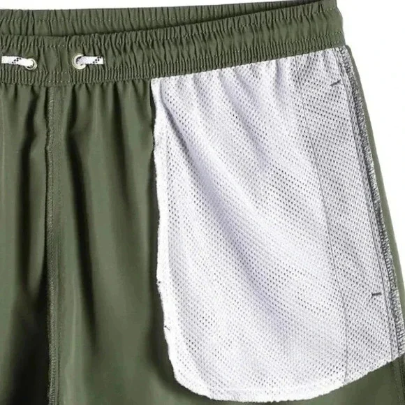 Army Green Vacation Style Men's Swim Trunks